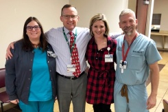 Elaine Niblett, Clinical Nurse Manager of the Year; Rich Ellis, CEO; Mary Beth Seals, Non-Clinical Manager of the Year; and MicaJon Dykes, Employee of the Year.